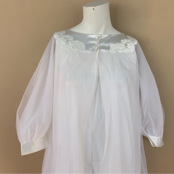 Sheer Babydoll Lingerie Dress w Shawl | Vintage Sleeveless Mini Dress w Jacket - Picture 8 of 8